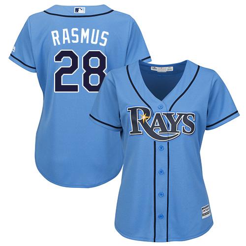 Rays #28 Colby Rasmus Light Blue Alternate Women's Stitched MLB Jersey - Click Image to Close